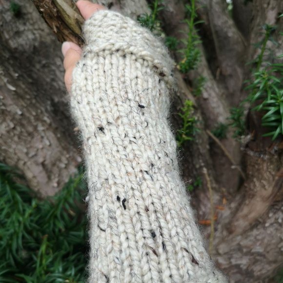 Medieval Outlander Style Handmade Fingerless Knit Gloves Arm Warmer Wool… - Picture 3 of 9